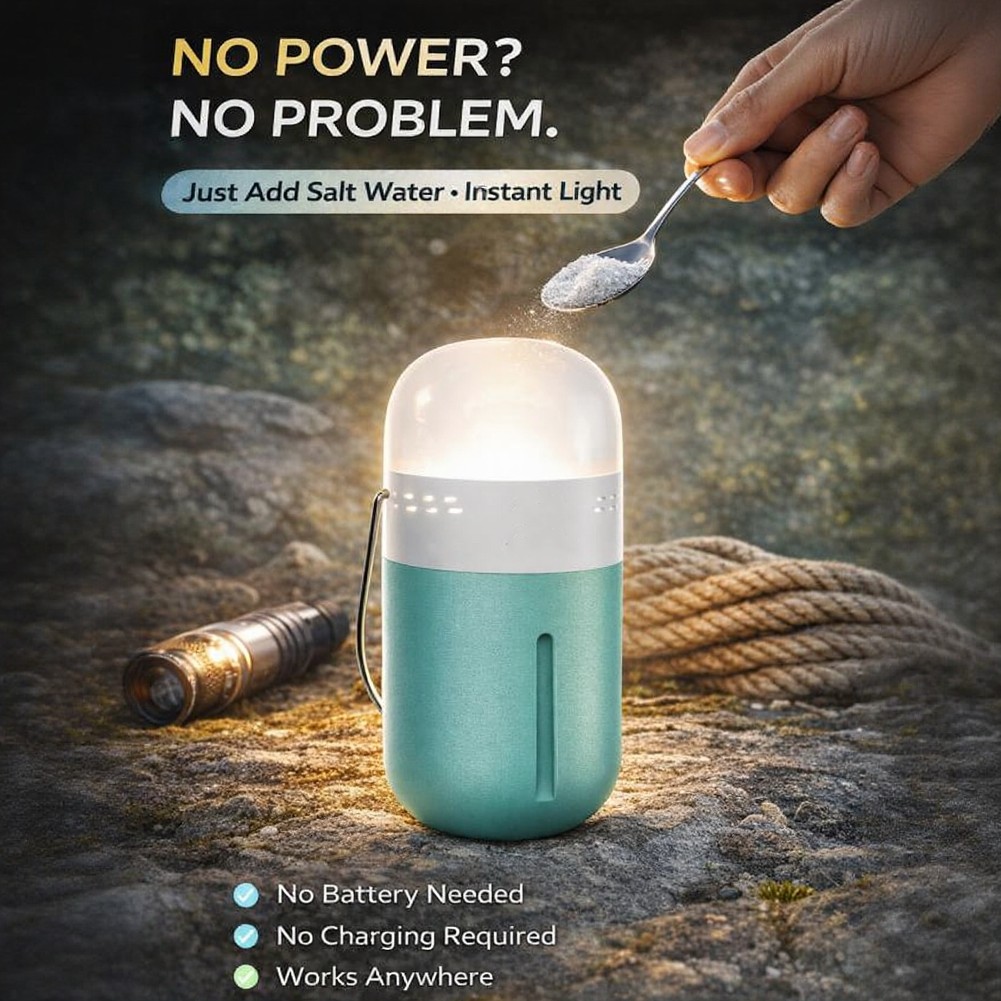 โคมไฟน้ำเกลือแบบพกพา ขนาดกะทัด - Power Outage Light บทวิจารณ์และราคา