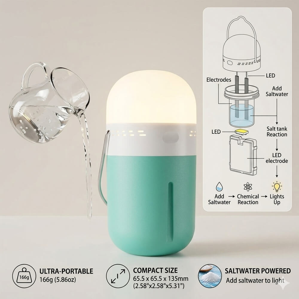 โคมไฟน้ำเกลือแบบพกพา ขนาดกะทัด - Power Outage Light บทวิจารณ์และราคา