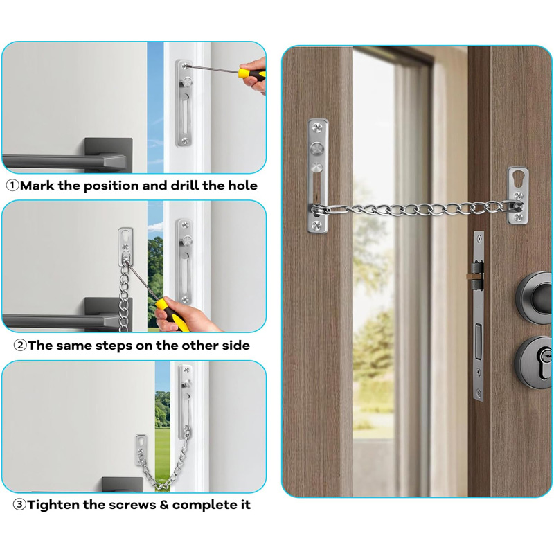 โซ่ล็อคประตูสแตนเลสพร้อมสปริง  - Security Chain Door บทวิจารณ์และราคา